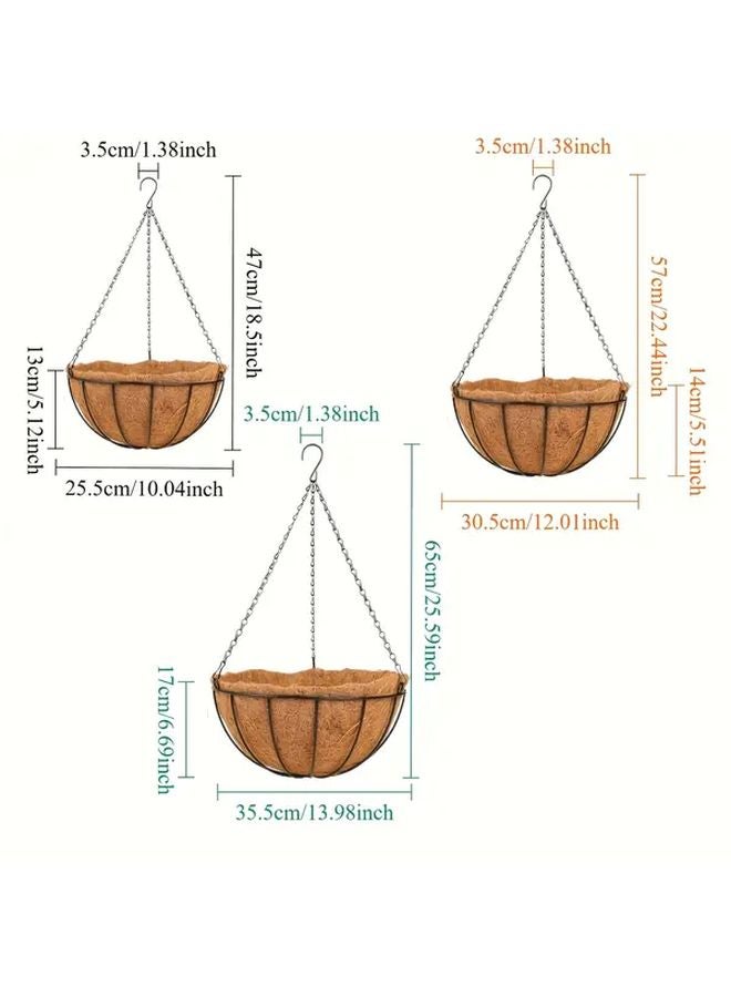 2pcs 10 Inch Coconut Brown Hanging Baskets with Coco Liner for Indoor Outdoor Garden - Image 3
